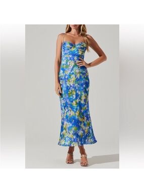Astr Blue Floral Maxi Dress
